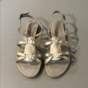 Talbots Metallic Gold Strappy Sandals New No Box